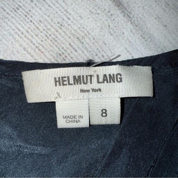 Helmut Lang 100% Silk V-Neck Romper with Tie Deep Blue Gray Size 8 - Picture 7 of 9